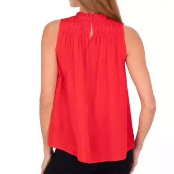 Joie Red Gathered Ruffle Neck Holiday Blouse - Picture 6 of 9